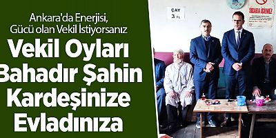 Ankara'da Enerjisi, Gücü olan Vekil İstiyorsanız Vekil Oyları Bahadır Şahin Kardeşinize Evladınıza 